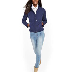 Navy Blue Quilted Jacket with Gold Accents Size:XS